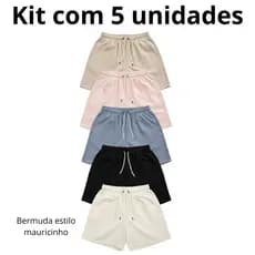 Kit com 5 Short Linho Masculino Bermuda Mauricinho Moda Praia Básico curto