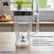 Copo Liquidificador Mondial Premium Black Due Silver L-51 ao L-55 Cristal Reforçado