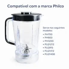 Copo De Liquidificador Para Philco Ph900 / Ph1200 / Plq 1212 Cristal Resistente Preto-Vermelho