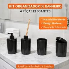 Kit Organizador De Banheiro 4 Pecas Porta Algodão Cotonete Porta Escovas E Porta Sabonete Liquido E Cheirinho Decoração