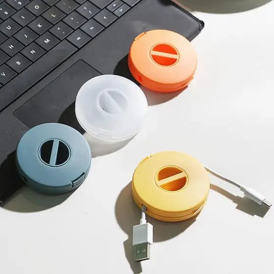 Suporte circular giratório para cabos, organizador de cabos de fone de ouvido, cabo USB, carregador de dados para celula