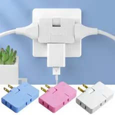Adaptador de tomada ultrafino rotativo de 180 graus três em um/Adaptador de extensão de tomada AC portátil ajustável em