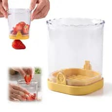 Fatiador De Frutas Lâmina De Aço Inoxidável Tipo Push Cortador De Morango Banana Uva Reutilizável Picador Ferramenta De