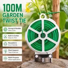 Gravata Torcida Para Plantas De Jardim , 100m , Verde , Reutilizável , Com Cortador , Suporte , Tomates , Flores , Trepa