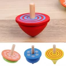 4 peças/pacote Brinquedo Clássico de Madeira para Crianças - Pião Giratório