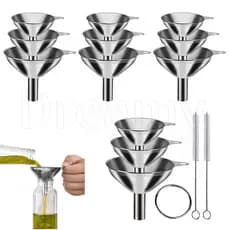 Conjunto de Funis de Aço Inoxidável de 3/5 Peças - Grau Alimentício - Antivazamento, Multifuncional, Material Metálico -