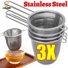 Coador de chá em aço inoxidável, filtro difusor de ervas para café, filtro de malha fina com alça, infusor reutilizável,