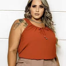 Blusa  Regata Feminina Plus Size com Elástico na Gola