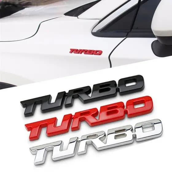 Adesivo de carro em metal de liga de zinco estilo TURBO, peça única, acessório para carro.