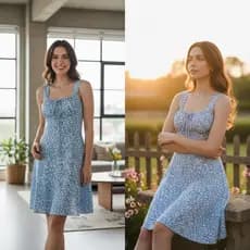 Vestido Feminino Curto Rodado Camponesa Alcinha Estampado com  Bojo e Forro  Regulável