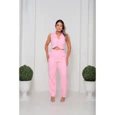 Conjunto Feminina Colete Calça Alfaiataria com botão Moda Elegante