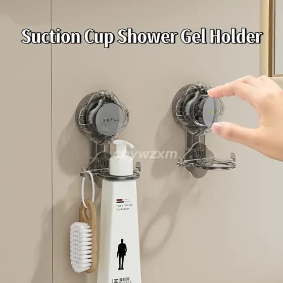 Suporte de Parede Ajustável com Ventosa a Vácuo para Frascos de Gel de Banho, Shampoo e Sabonete Líquido, Sem Furos