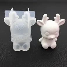 Molde de silicone 3D com padrões de flor de ameixa e rena de Natal