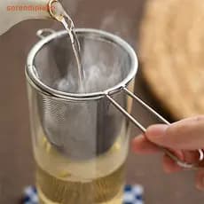 Coador de Chá para Preparar Chá, com Cabo de Malha Fina, Filtro de Folhas de Chá Reutilizável, Peneira Manual para Pó de