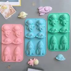 [Sunshine] 6 Empresa Astronauta Foguete 760 Molde De Silicone Para Assar Bolo Pudim Pão Assadeira Sabão [Novo]