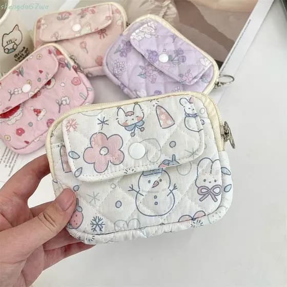 Bolsa De Moedas Floral SHENGDA , Pequena De Batom De Maquiagem Kawaii Com Impressão De Desenho Animado Embalagem De Joia