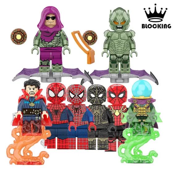 Homem Aranha Mysterio Verde Goblin Bloco De Construção Brinquedos Super Herói Figura Infantil