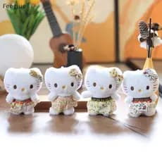 Fengjue Saia Floral Fofa KT Gato Boneca De Pelúcia Brinquedos Pingente Chaveiro Mochila Enforcamentos Decoração BR