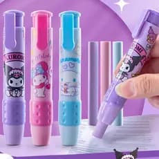 3Pcs/Set Sanrio Cute pattern Apagadores Retráteis Tipo Caneta Crianças Apagador De Lápis Estudantil Mymelody Kuromi Cinn