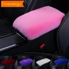 forevergo Universal Macio Pele Do Falso De Pelúcia Caixa Braço Carro Capa Almofada Console Central Feminino Acessórios I