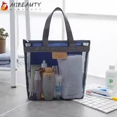 Bolsa De Praia MIBEAUTY , Grande De Malha Impermeável , Toalhas Pretas Duráveis De Verão