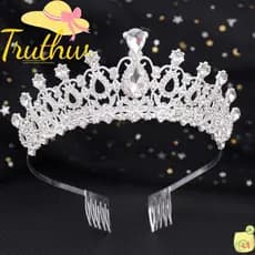 Coroa De Tiara De Prata TRUTHW , Cristal De Joias De Baile De Casamento , Strass De Princesa Para Festa De Aniversário