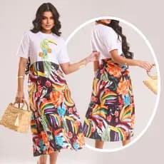 Vestido Midi Moda Evangélica Elegante Moda Casual Costa Estampado Slik Soltinho Estampa