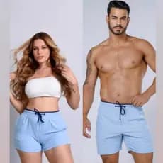 Kit Short Mozão Tactel Conjunto Casal Mauricinho Verão Moda Praia Combinadinho Academia Namorados
