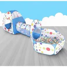Barraca Toca Infantil Tunel Casa com cercado piscina de bolinhas Casinha Tenda Meninos 3 em 1 cesta basquete