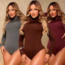 Kit 3 Ou 1 Unidade Body Feminino Cacharrel Manga Longa Segunda Pele Inverno Frio  Suplex Liso