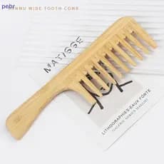 [pebr] 1Pcs Pente De Bambu Natural Anti-Estático Garfo Afro Para Mulheres Madeira De Dente Largo Redondo [feng]