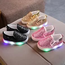 Tênis Luminoso Para Crianças De 1 A 6 Anos De Idade Lantejoulas Iluminação casual