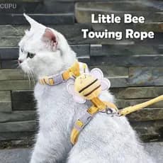 [CU] Conjunto De Coleira Para Gatos , Ajustável De Desenho Animado , Abelha , Camada Dupla , Arnês Cães Pequenos E Médio