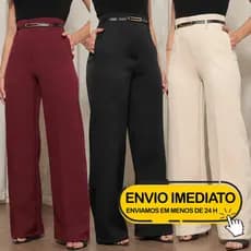 Calça Social Feminina Pantalona Alfaiataria Elegante com Cinto – Tendência Moda Luxo