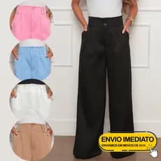 Calça Pantalona Feminina Alfaiataria Premium com 2 Botões Elegante Tendencia