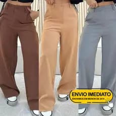 Calça Social Feminina Alfaiataria Premium Wide Leg Tendência Luxo Elegante