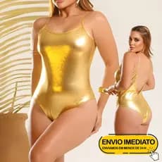 Body Costa Aberta Metalizado Com Bojo Brilhante Alça Fina Bloquinho Carnaval 2025