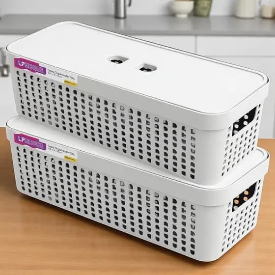 Kit 2 Caixas Organizadoras 3,6L – Multiuso, Compactas, Empilháveis e Duráveis – Casa e Escritório