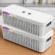 Kit 2 Caixas Organizadoras 3,6L – Multiuso, Compactas, Empilháveis e Duráveis – Casa e Escritório