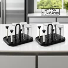 Kit 2 Porta Copos Escorredores 6 Lugares – Organizador de Pia Preto