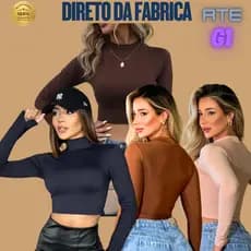 Cropped feminino manga longa gola alta suplex premium blusa cacharrel blusinha gringa M ao G1inverno