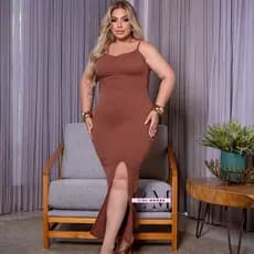 Vestido Longo Feminino Elegante Plus Size CANELADO com bojo Anarruga Vestidos De Festa Costa Nua