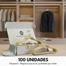 KIT 100 CABIDES DE VELUDO BEGE FUKUYAMA Com Gancho Giratório 360° Antideslizante Slim