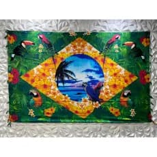 Canga Grande De Praia Tecido Viscose Bandeira do Brasil