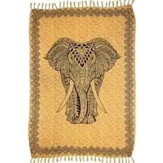 Canga de Praia Feminina Unissex Poliéster Elefante Indiano Fundo Bege Moda Lançamento