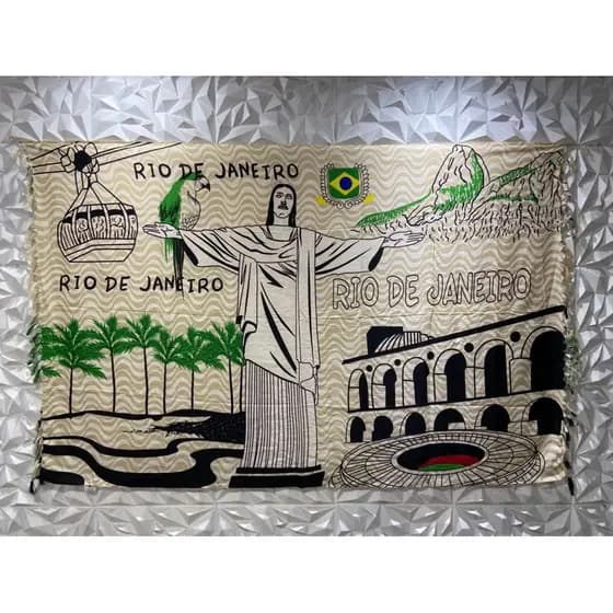 Canga de Praia Saída de Praia Unissex Turística Café com Leite Rio de Janeiro Cristo Redentor