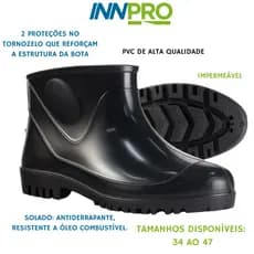 Bota PVC Galocha Preta Impermeável Antiderrapante - Motoboy, Restaurante, Casa, Pescaria, Construção
