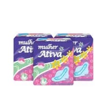 KIT 3 PCT -  ABSORVENTES MULHER ATIVA  C/ ABAS - HIPOALERGÊNICO E NEUTRALIZA ODORES