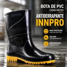 Bota Galocha PVC Cano Médio Impermeavel Açougue Cozinha Restaurantes Hotel Industrial Abatedouros Motociclista  Pescaria
