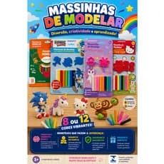 Massinha de Modelar Unicórnio Sonic Hello Kitt Leo&Leo com 8 ou 12 Cores + 3 Moldes Atóxica INMETRO